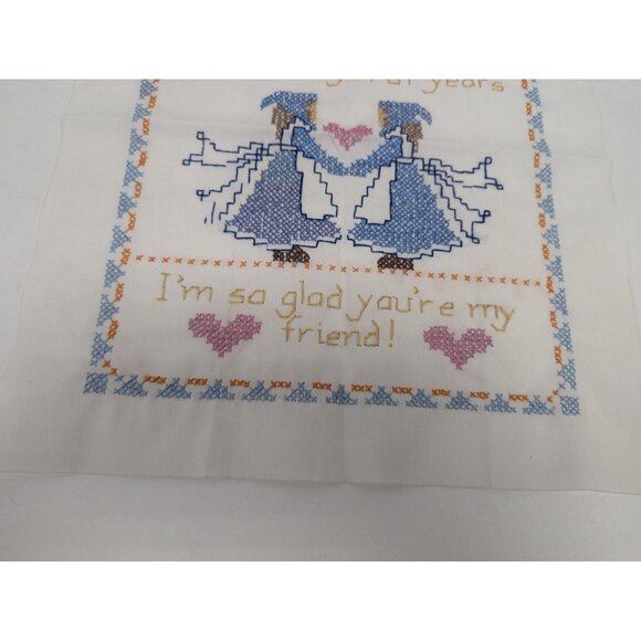 Vintage FRIENDSHIP Stamped Sampler Complete I'm So Glad You Are My Friend - Picture 2 of 4